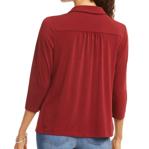 NWT Charter Club 3/4 Sleeve Knit Polo Shirt Medium - Picture 2 of 6